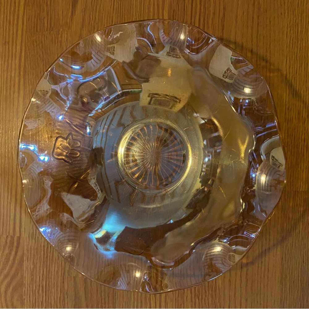 Large vintage iridescent gold/orange glass bowl